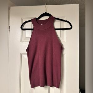 Sleeveless Ribbed Knit Top - Burgundy from the Red Dress Boutique M/L